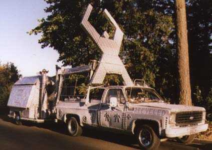 Slim Sirnes from Goldfield,  Nevada and his amazing hand crafted creation. The Recycled Aluminum Art Truck.