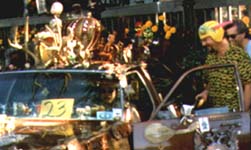 The helmet must be to deflect all the tomatoes